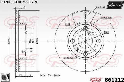 Maxtech 861212.0060 - Тормозной диск autospares.lv