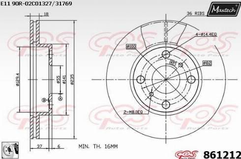 Maxtech 861212.0080 - Тормозной диск autospares.lv