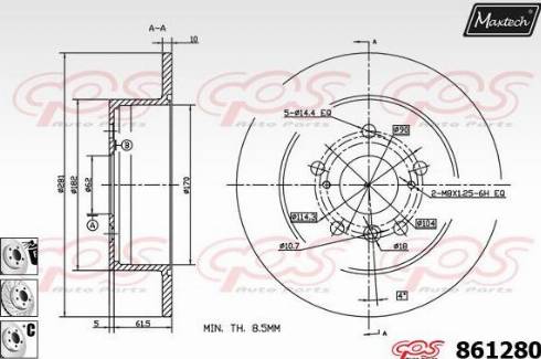 Maxtech 861280.6980 - Тормозной диск autospares.lv