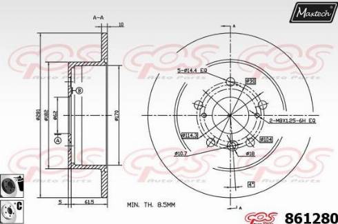 Maxtech 861280.6060 - Тормозной диск autospares.lv