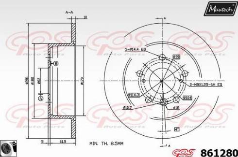 Maxtech 861280.0060 - Тормозной диск autospares.lv