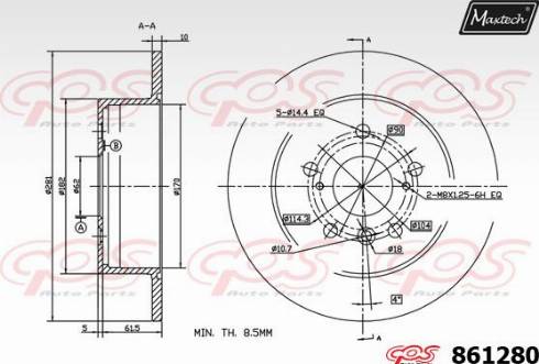 Maxtech 861280.0000 - Тормозной диск autospares.lv