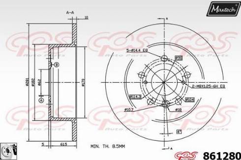 Maxtech 861280.0080 - Тормозной диск autospares.lv