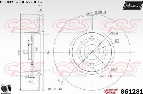 Maxtech 861281.0060 - Тормозной диск autospares.lv