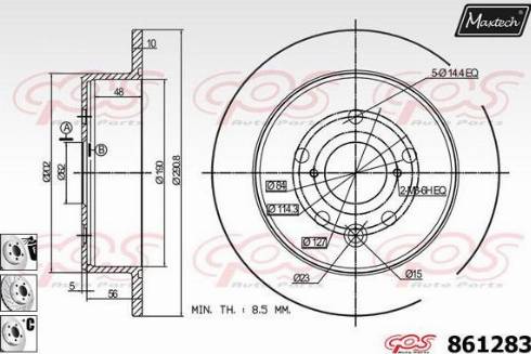 Maxtech 861283.6880 - Тормозной диск autospares.lv