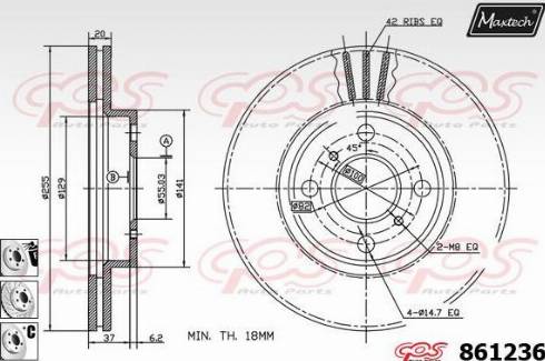 Maxtech 861236.6880 - Тормозной диск autospares.lv