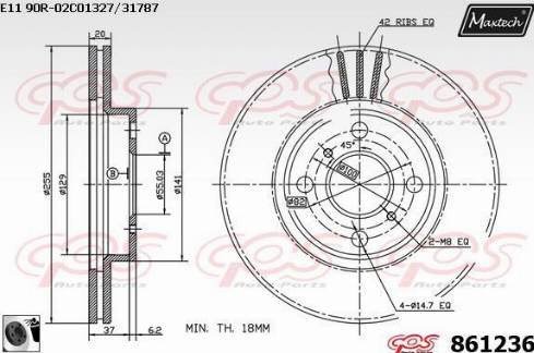 Maxtech 861236.0060 - Тормозной диск autospares.lv