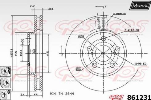 Maxtech 861231.6980 - Тормозной диск autospares.lv