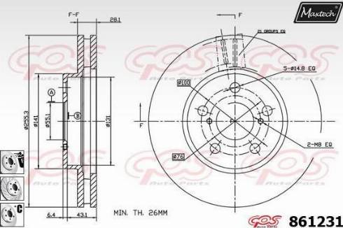 Maxtech 861231.6880 - Тормозной диск autospares.lv