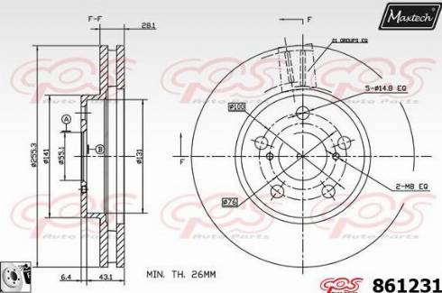 Maxtech 861231.0080 - Тормозной диск autospares.lv