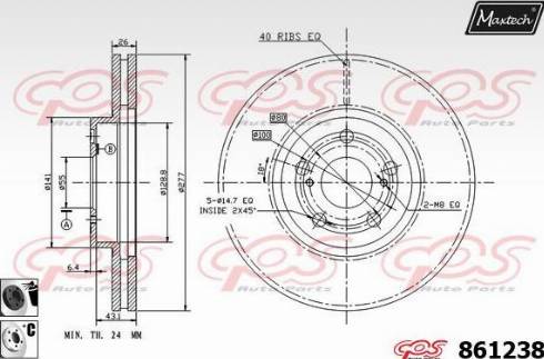 Maxtech 861238.6060 - Тормозной диск autospares.lv