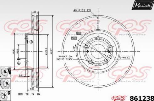 Maxtech 861238.6880 - Тормозной диск autospares.lv