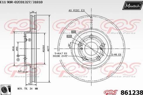 Maxtech 861238.0060 - Тормозной диск autospares.lv