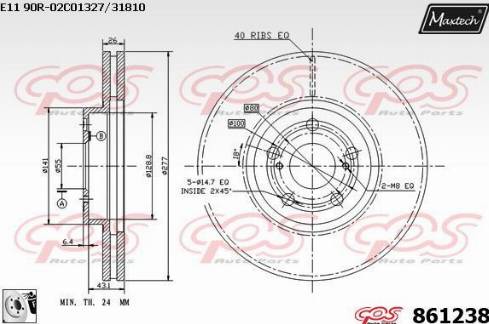 Maxtech 861238.0080 - Тормозной диск autospares.lv