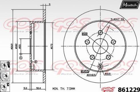 Maxtech 861229.6880 - Тормозной диск autospares.lv