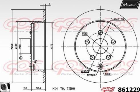 Maxtech 861229.0060 - Тормозной диск autospares.lv