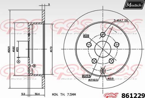 Maxtech 861229.0000 - Тормозной диск autospares.lv