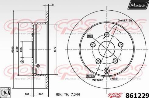 Maxtech 861229.0080 - Тормозной диск autospares.lv