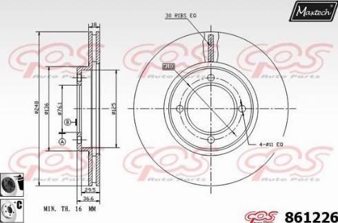 Maxtech 861226.6060 - Тормозной диск autospares.lv