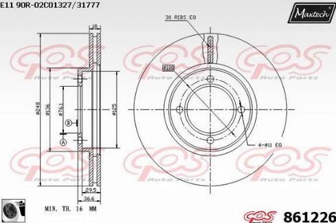 Maxtech 861226.0060 - Тормозной диск autospares.lv