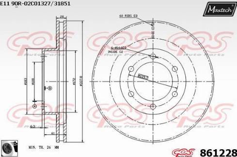 Maxtech 861228.0060 - Тормозной диск autospares.lv