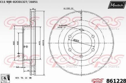 Maxtech 861228.0080 - Тормозной диск autospares.lv