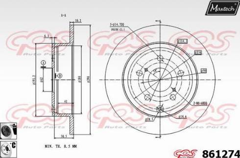 Maxtech 861274.6060 - Тормозной диск autospares.lv