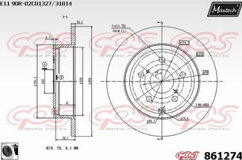 Maxtech 861274.0060 - Тормозной диск autospares.lv