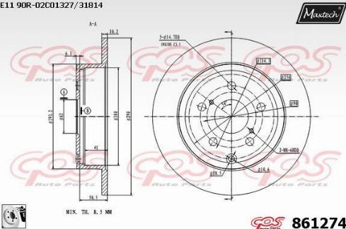 Maxtech 861274.0080 - Тормозной диск autospares.lv