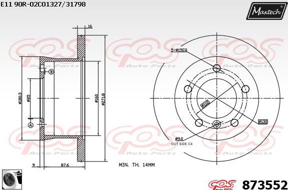 Maxtech 861274 - Тормозной диск autospares.lv