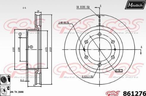 Maxtech 861276.6060 - Тормозной диск autospares.lv