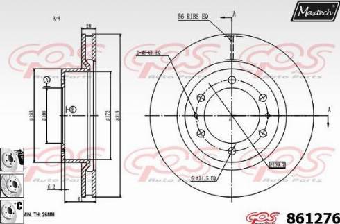 Maxtech 861276.6880 - Тормозной диск autospares.lv