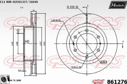 Maxtech 861276.0060 - Тормозной диск autospares.lv