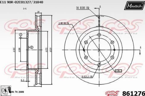 Maxtech 861276.0080 - Тормозной диск autospares.lv