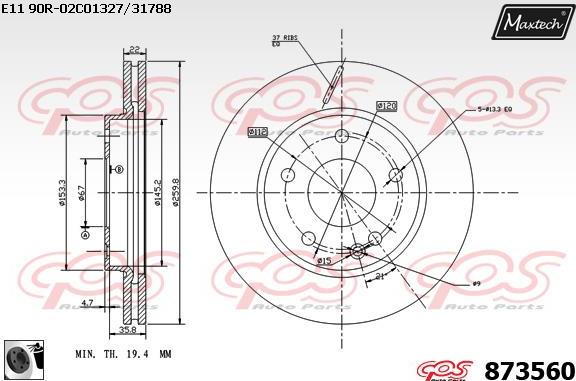 Maxtech 861276 - Тормозной диск autospares.lv