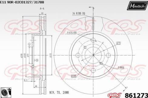 Maxtech 861273.0060 - Тормозной диск autospares.lv