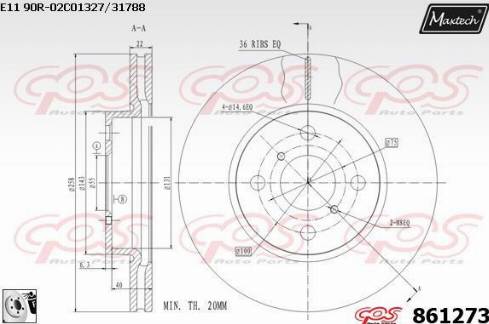 Maxtech 861273.0080 - Тормозной диск autospares.lv