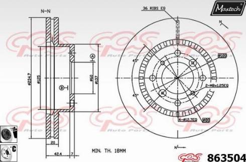 Maxtech 863504.6060 - Тормозной диск autospares.lv