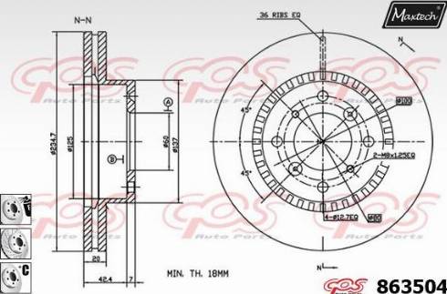 Maxtech 863504.6880 - Тормозной диск autospares.lv