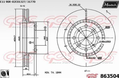 Maxtech 863504.0060 - Тормозной диск autospares.lv