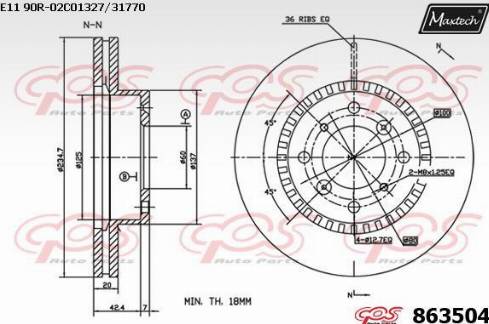 Maxtech 863504.0000 - Тормозной диск autospares.lv