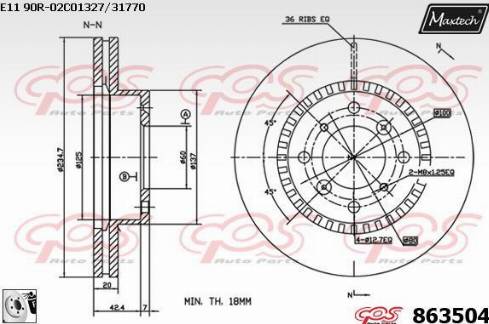 Maxtech 863504.0080 - Тормозной диск autospares.lv