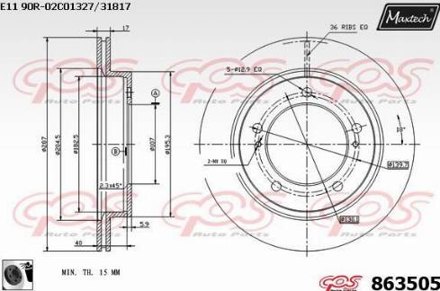 Maxtech 863505.0060 - Тормозной диск autospares.lv