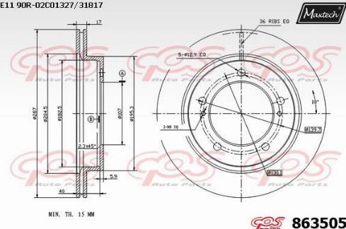 Maxtech 863505.0000 - Тормозной диск autospares.lv