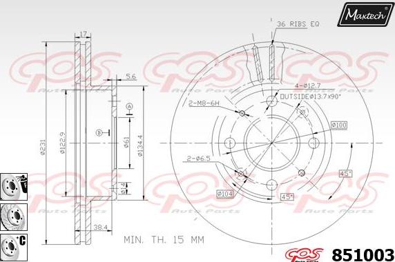 Maxtech 863505 - Тормозной диск autospares.lv