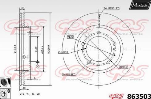 Maxtech 863503.6060 - Тормозной диск autospares.lv