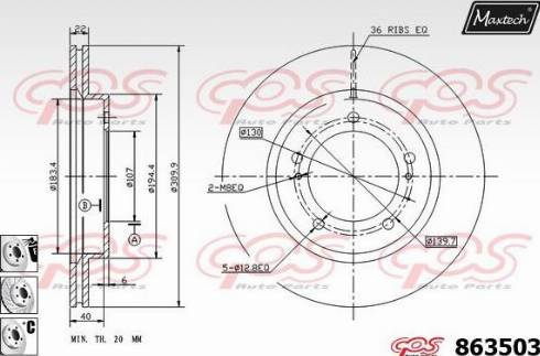 Maxtech 863503.6980 - Тормозной диск autospares.lv