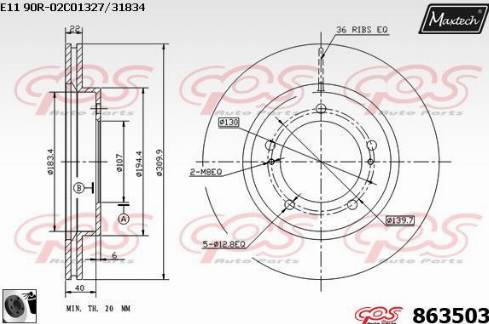 Maxtech 863503.0060 - Тормозной диск autospares.lv