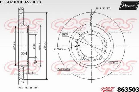 Maxtech 863503.0000 - Тормозной диск autospares.lv