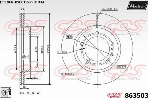 Maxtech 863503.0080 - Тормозной диск autospares.lv